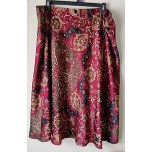 LAUREN Ralph Lauren Women's Plus‎ Red/Brown Animal Print Midi Skirt Size 20W